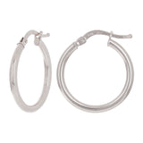 Italian 14k White or Rose Gold High Polished Plain Hollow Hoop Earrings Various Sizes