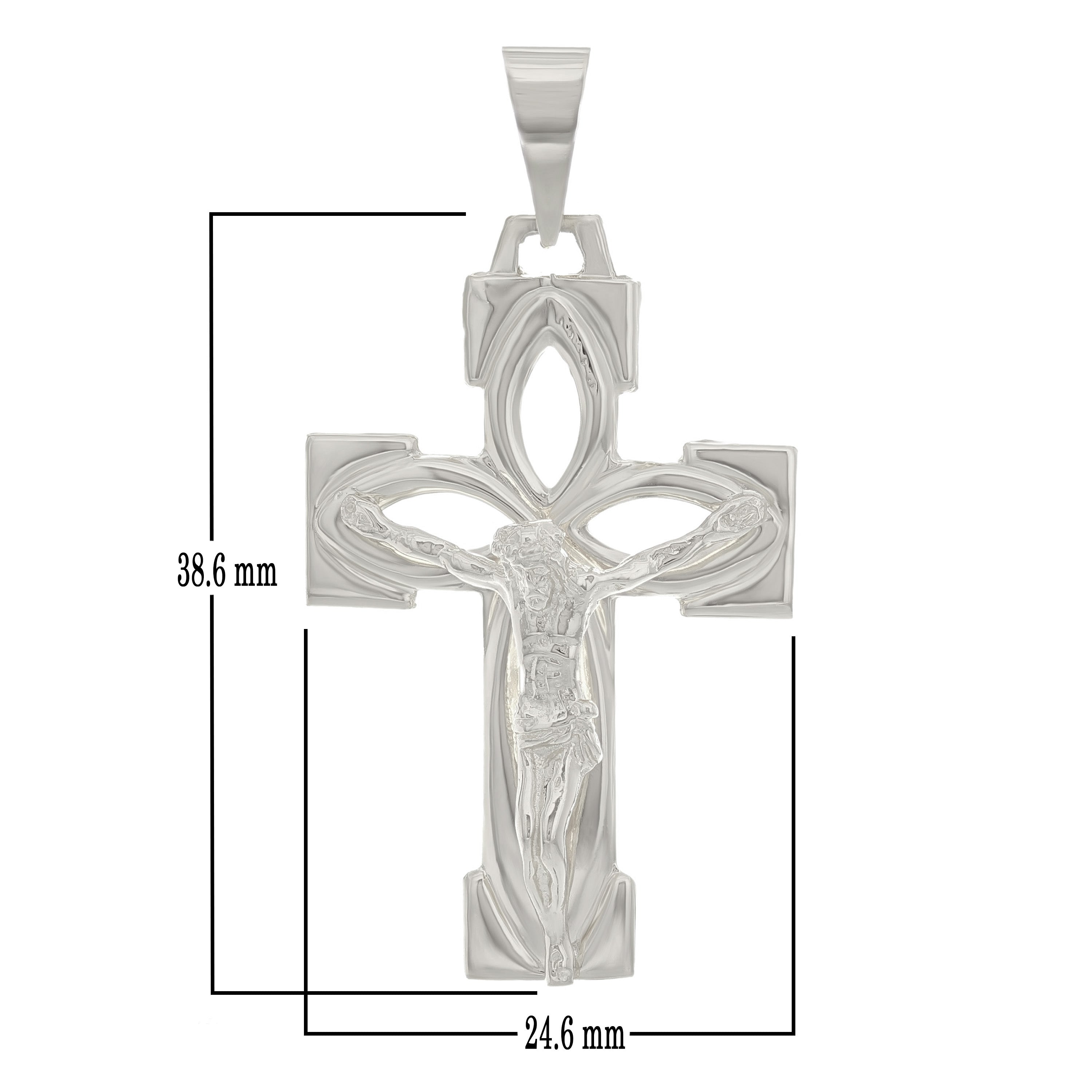 14k White Gold Jesus Christ Crucifix Cross Religious Charm Pendant 5.2 grams - White