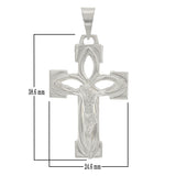 14k White Gold Jesus Christ Crucifix Cross Religious Charm Pendant 5.2 grams - White