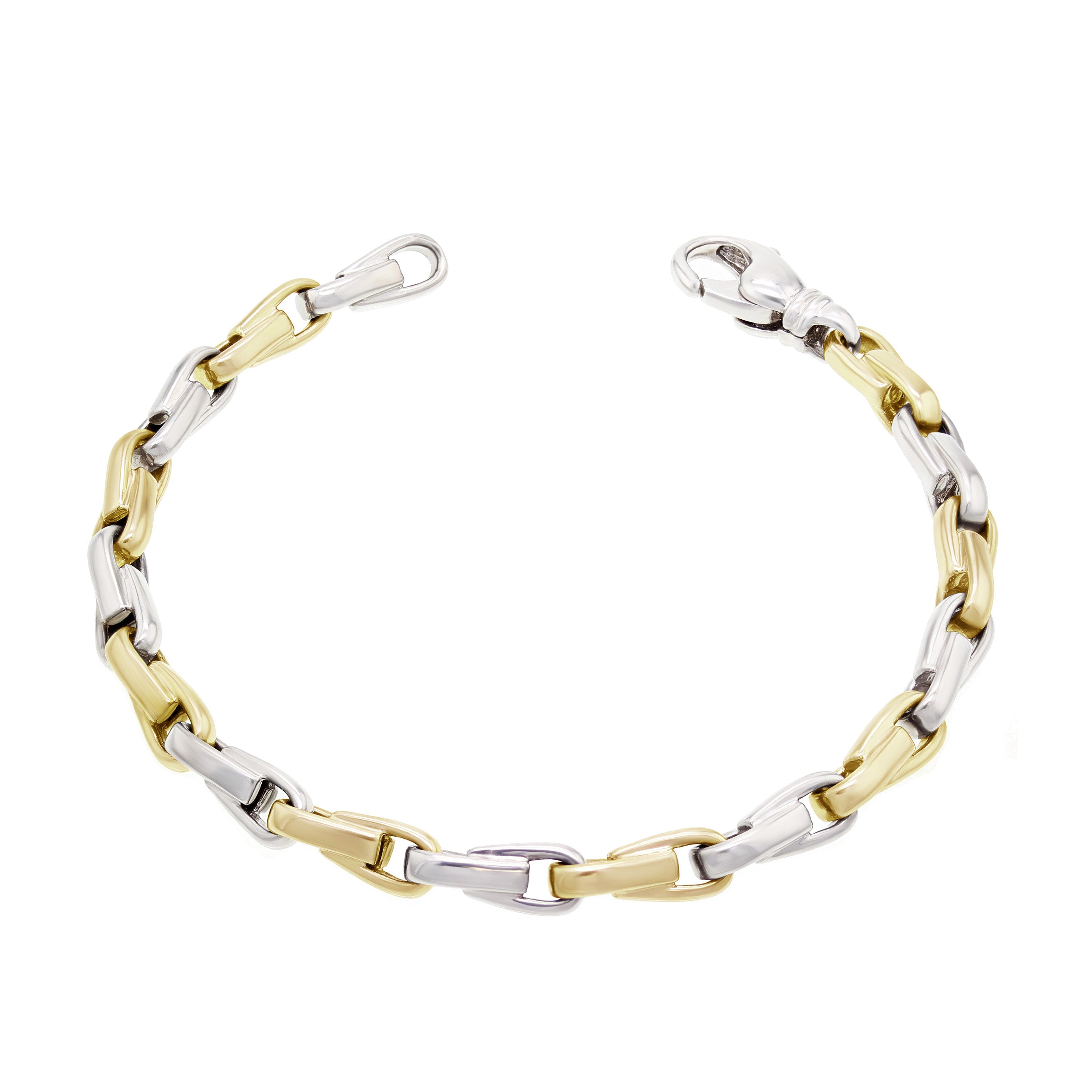 10k Yellow & White Solid Handmade Fashion Link Bracelet 8" 4.8mm 22.1 grams - Yellow and White,8" 22.1 grams