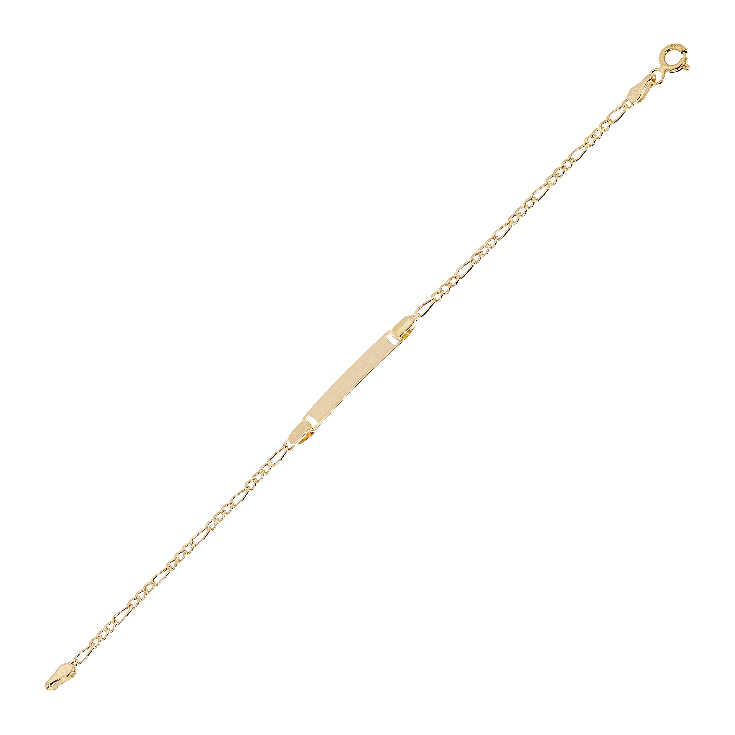 Italian 14k Yellow Gold Figaro Baby ID Bracelet Engravable 5.5" 3.5mm 1.2 grams