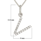 14k White Gold Diamond Initial Letter V Charm Pendant Necklace 18" - Letter V,White