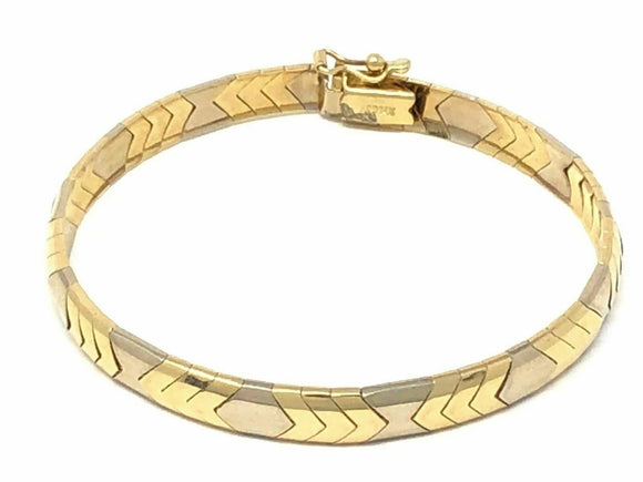 Italian 14k Two Tone Gold Solid Omega Bracelet 6.75