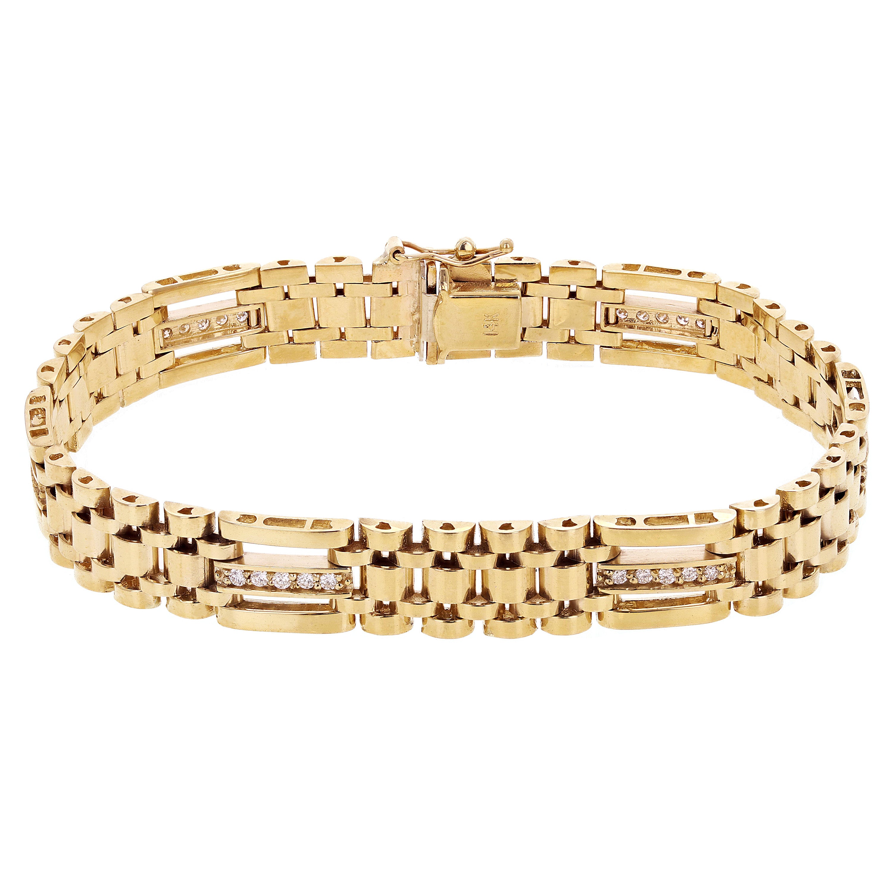 Men's 14k Yellow Gold 0.70ctw Diamond Watch Link Bracelet 8.5" 10.8mm 35 grams - Yellow  8.5"  10.8mm  0.7ctw  35grams