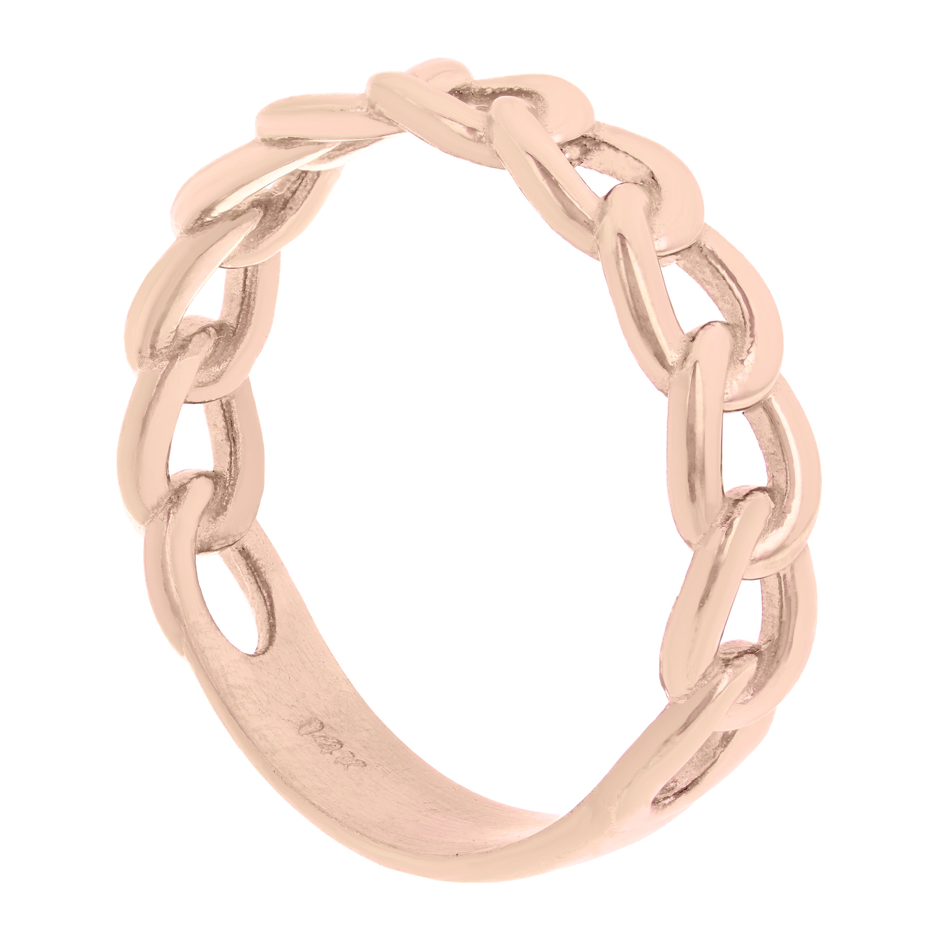 14k Rose Gold Cuban Link Ring Chain Stackable Ring Band Size 9 3.8 grams - Rose