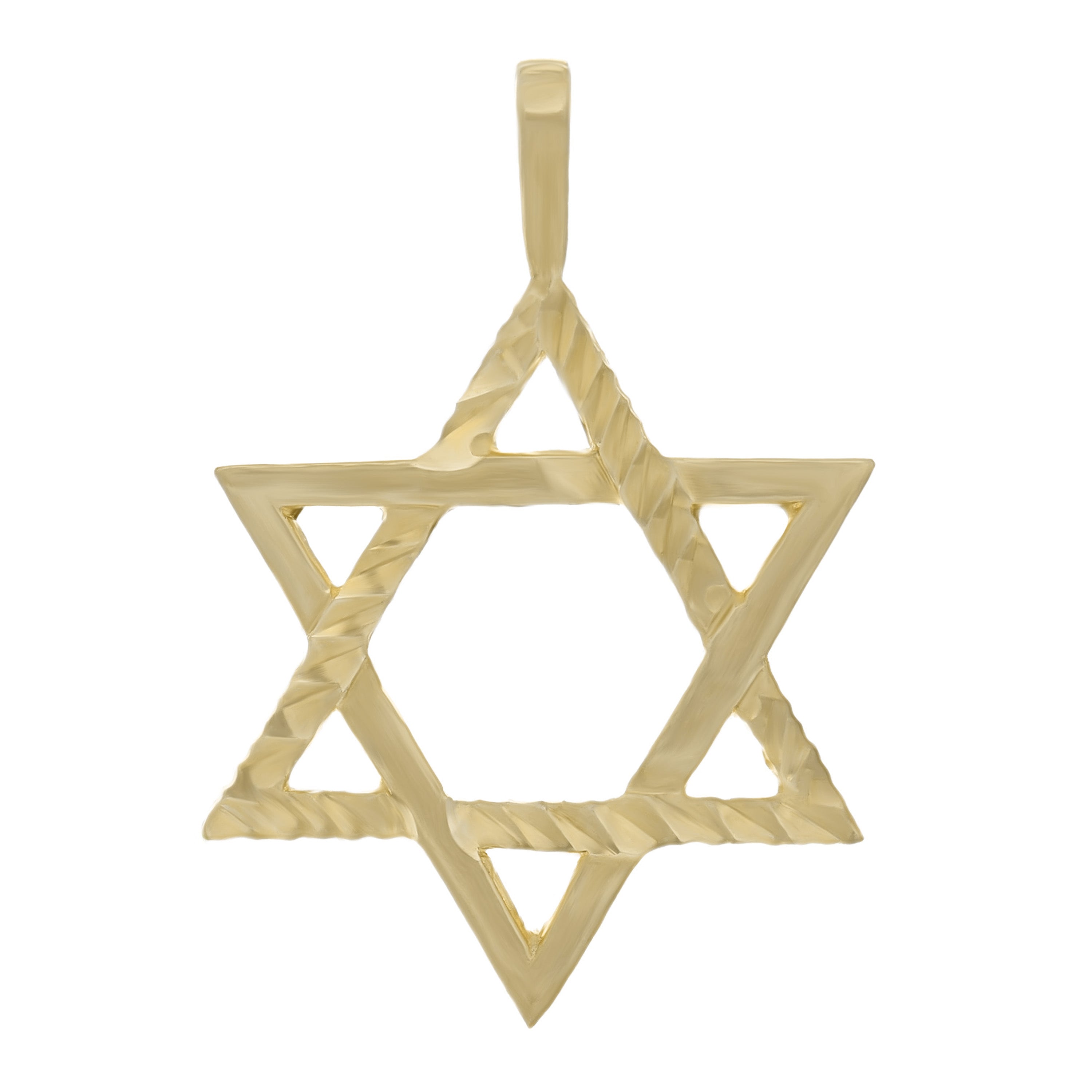 14k Yellow Gold Diamond Cut Jewish Star of David Pendant - Yellow
