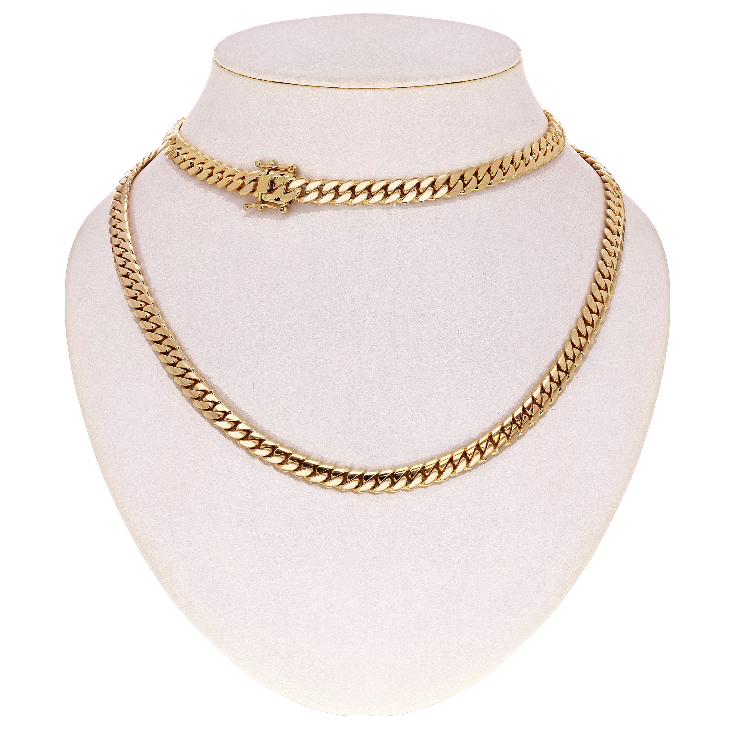 Men's 14k Yellow Gold Solid Miami Cuban Link Chain Necklace 24" 8mm 130.2 grams
