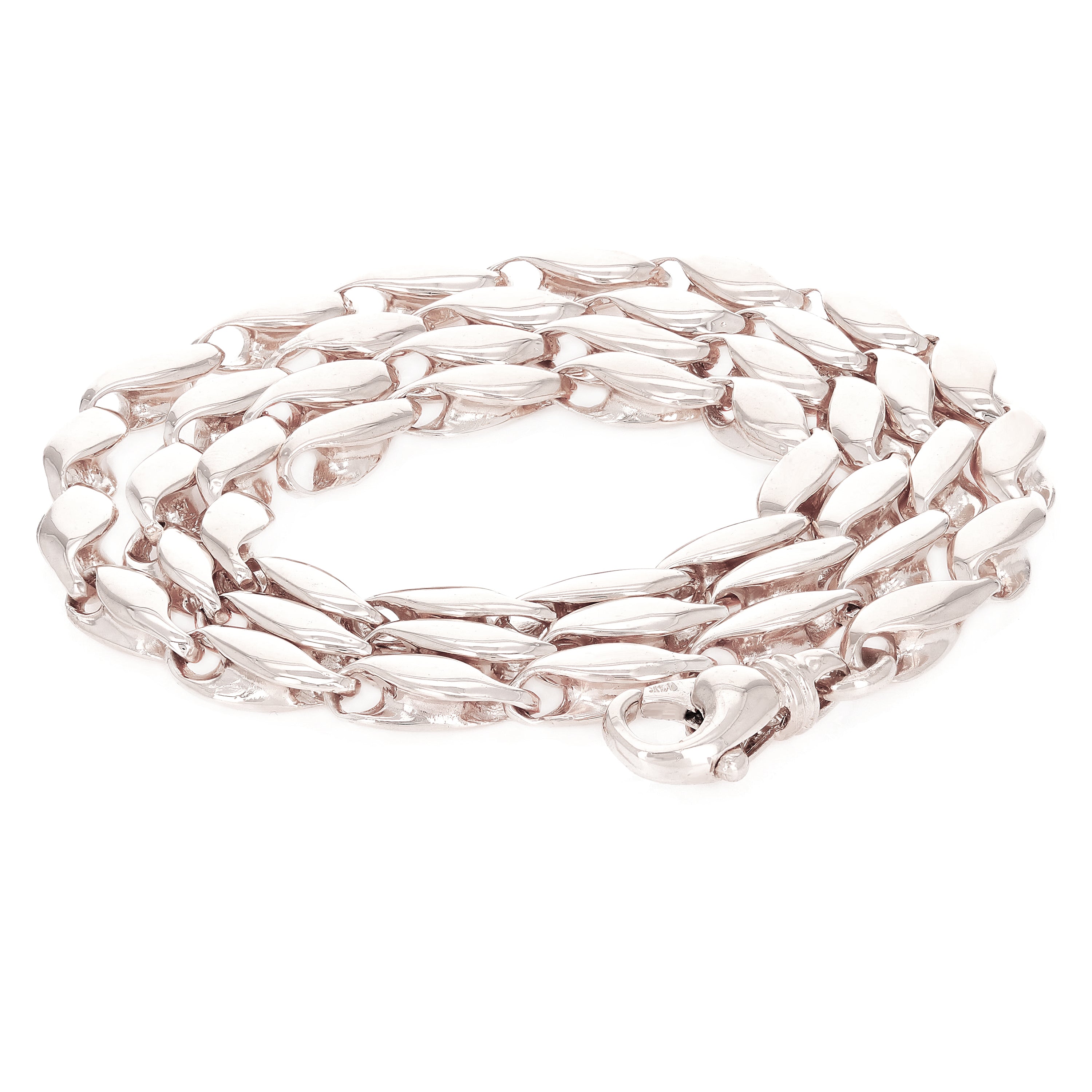 14k White Gold Handmade Fashion Link Necklace 26" 5.8mm - White,26"