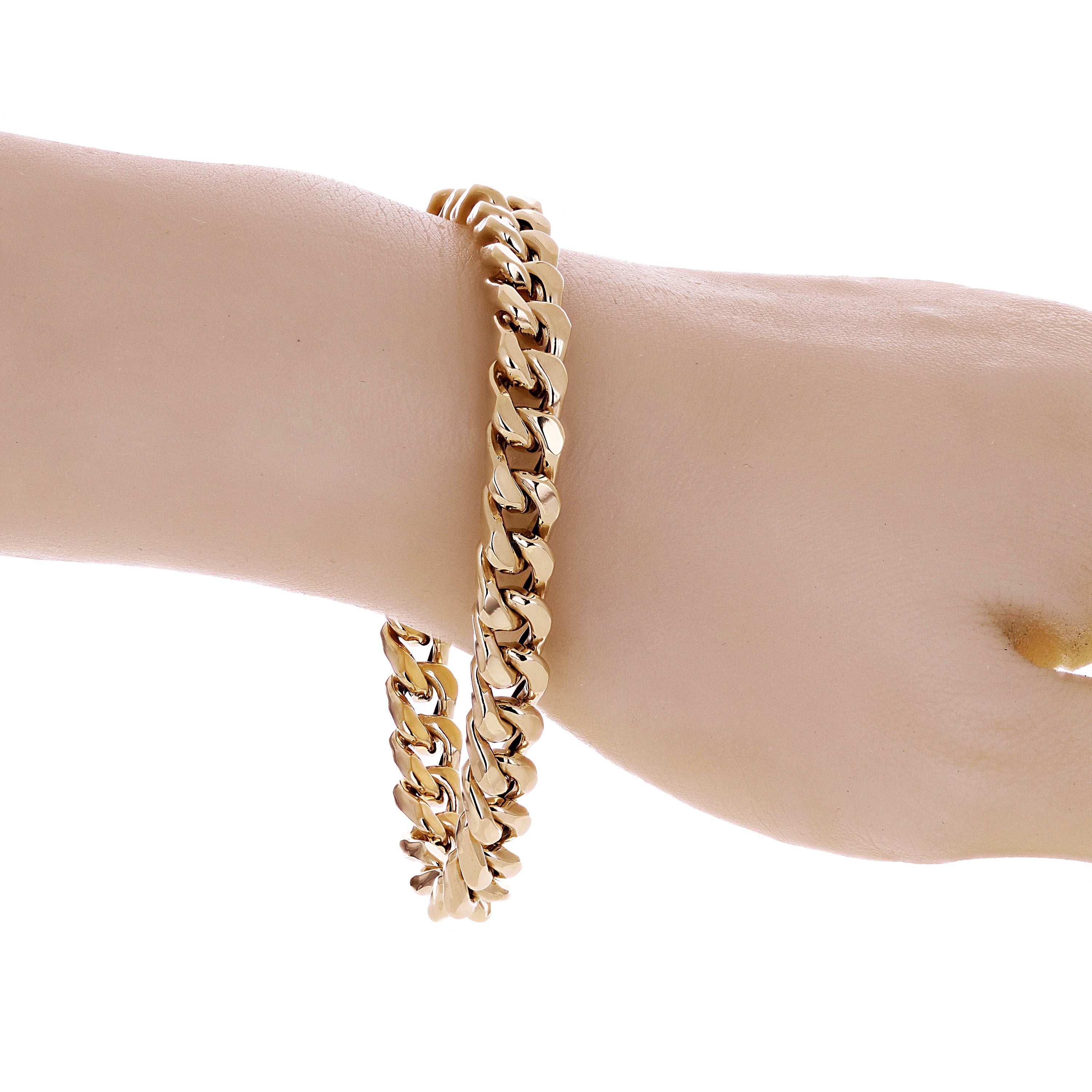 Italian 14k Yellow Gold Hollow Flat Miami Cuban Link Bracelet 8.25" 8.2mm 14.6g