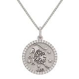 14k White Gold Diamond Zodiac Sign Leo Pendant Necklace 18" - Leo,White