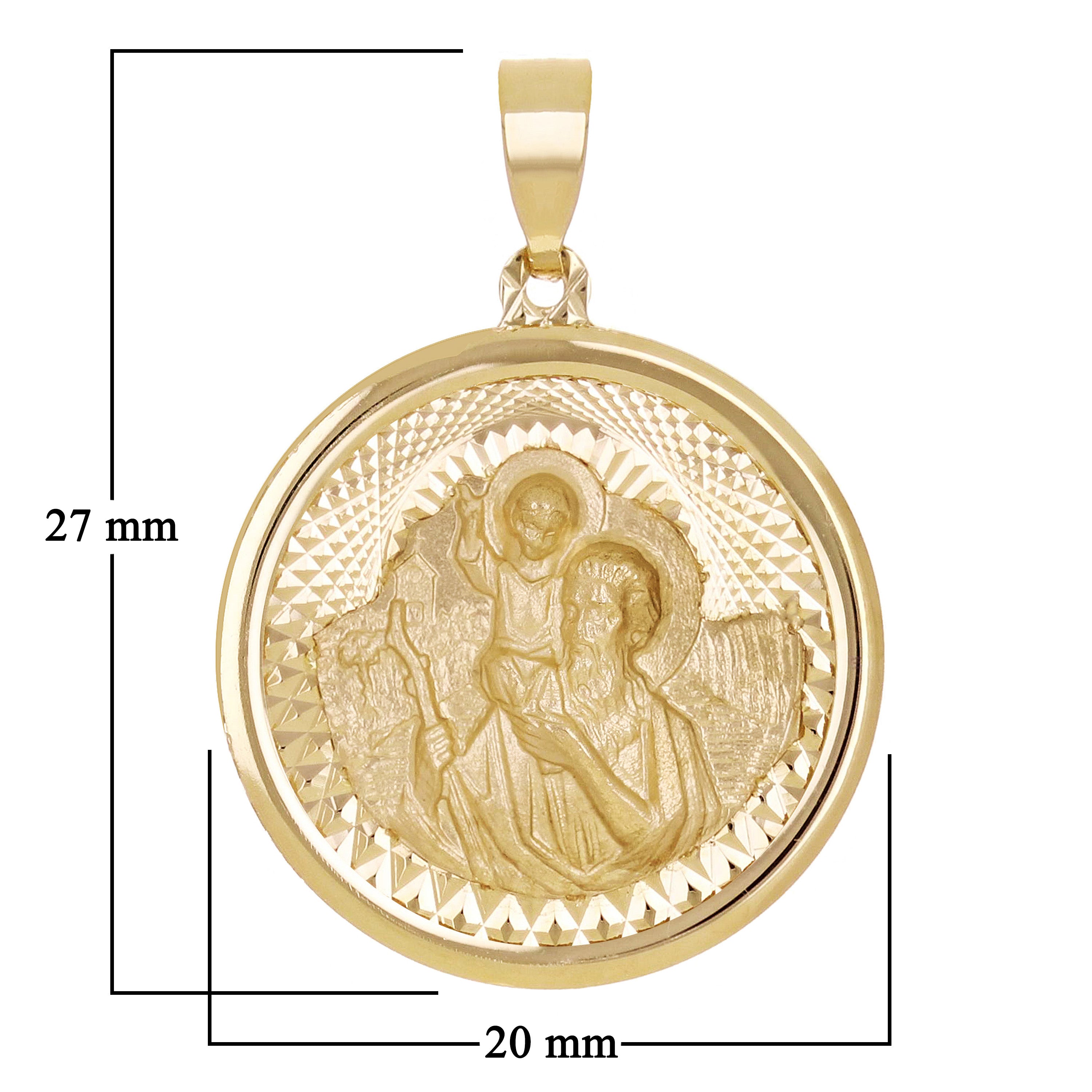 Italian 14k Yellow Gold Saint Cristobal Medal Charm Pendant 1.1" 2 grams - 2 grams