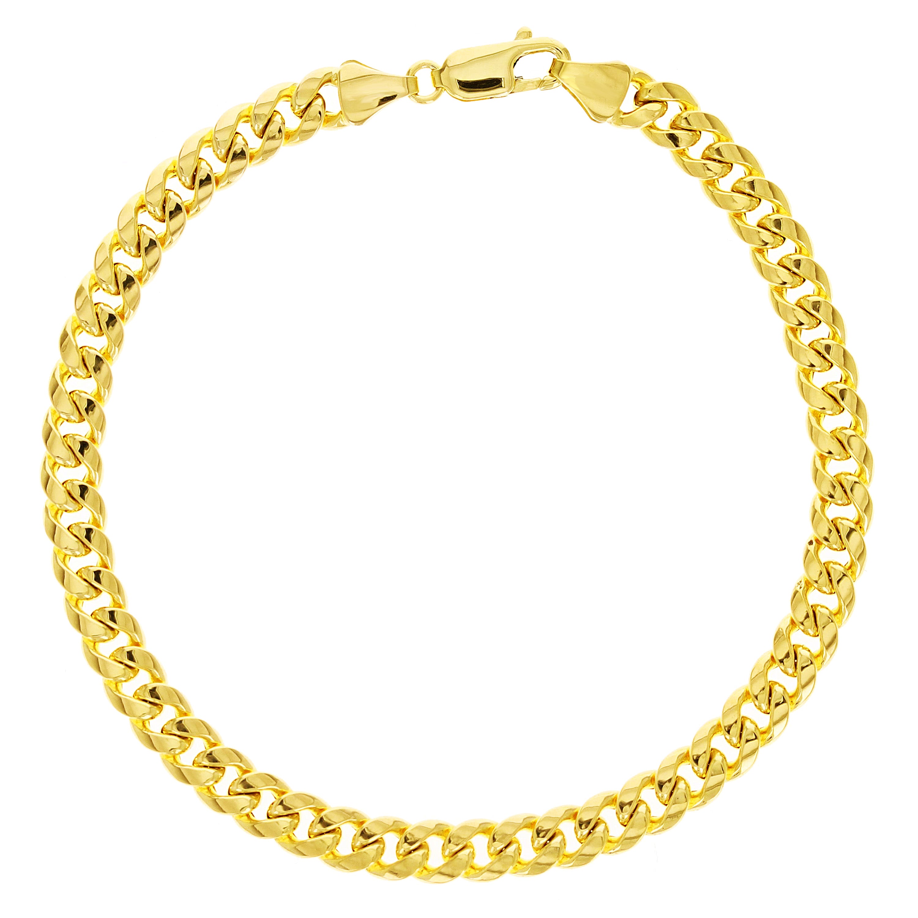 Italian 10k Yellow Gold Semi-Solid Miami Cuban Chain Bracelet 8" 5.3mm 5.8 grams - 8" 6.3 grams