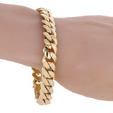 Men's 10k Yellow Gold Solid Miami Cuban Link Chain Bracelet 7" 12.5mm 70 grams - Yellow,7"