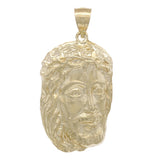 10k Yellow Gold Jesus Christ Face Pendant Large - Large