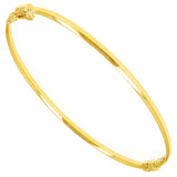 Italian 14k Yellow Gold Hollow Tube Plain Oval Hinged Bangle Bracelet 7" 2mm