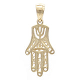 14k Yellow Gold Hand Of Fatima Hamsa Charm Pendant 1 gram - Yellow