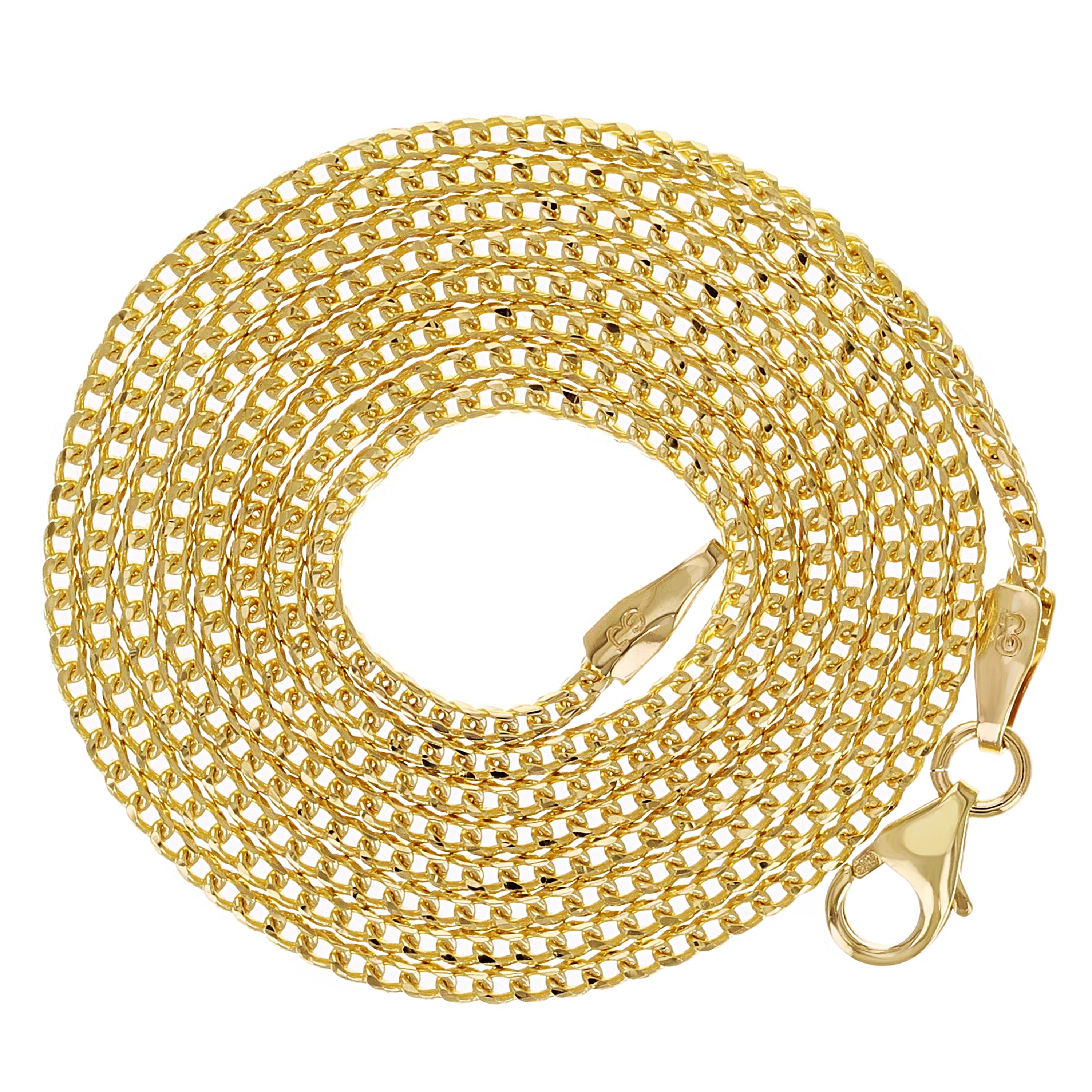 Italian 14k Yellow Gold Solid Diamond Cut Franco Chain Necklace 22" 1.5mm 5.1 grams - 22" 5.1 grams