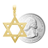 Italian 14k Yellow Gold Star of David Charm Pendant 1.3" 2 grams