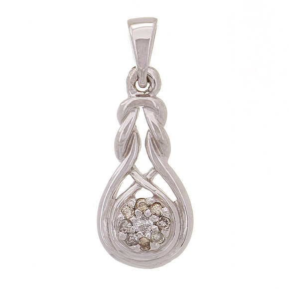 10k White Gold 0.15ctw Diamond Braided Twist Drop Pendant