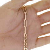 Italian 14k Yellow Gold Oval & Paper Clip Link Chain Bracelet 8" 5.2 grams