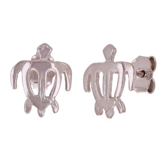 14k White Gold Hawaiian Sea Turtle Stud Earrings Small or Medium Size