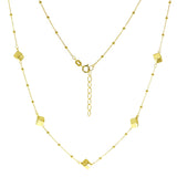 Italian 14k Yellow Gold Square & Ball Beads Station Necklace 18" 5mm 2.7 grams