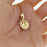 14k Yellow Gold 3D Lion Head Charm Pendant 1.1" 5 grams
