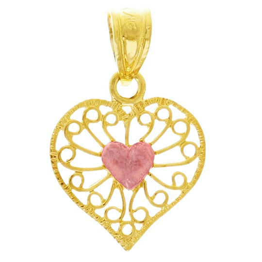 14k on sale Two Tone Heart Charm