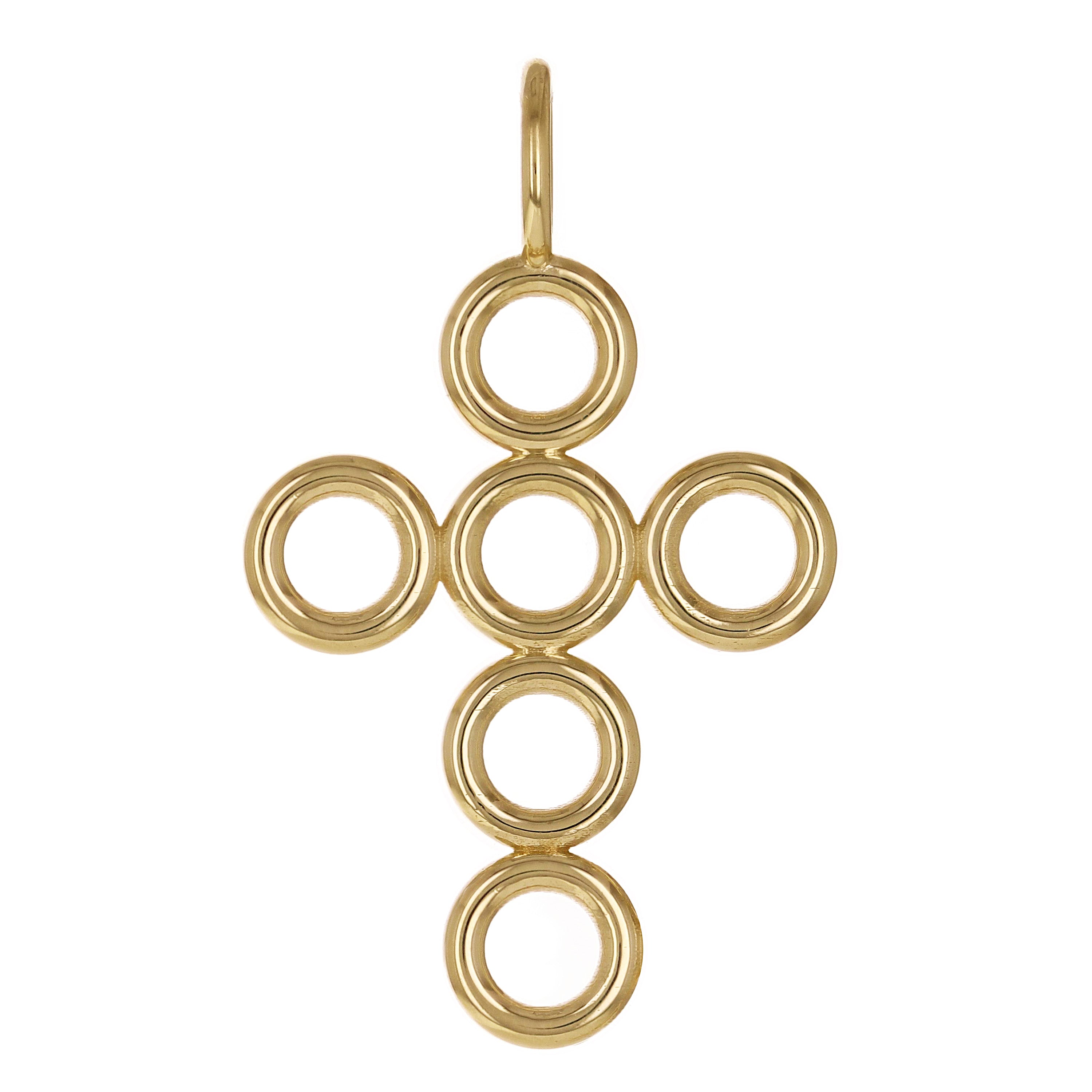 14k Yellow Gold Solid Religious Cross Charm Pendant 1.7" 5.3 grams