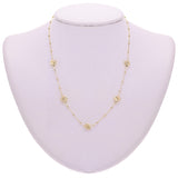 Italian 14k Yellow Gold Square & Ball Beads Station Necklace 18" 5mm 2.7 grams