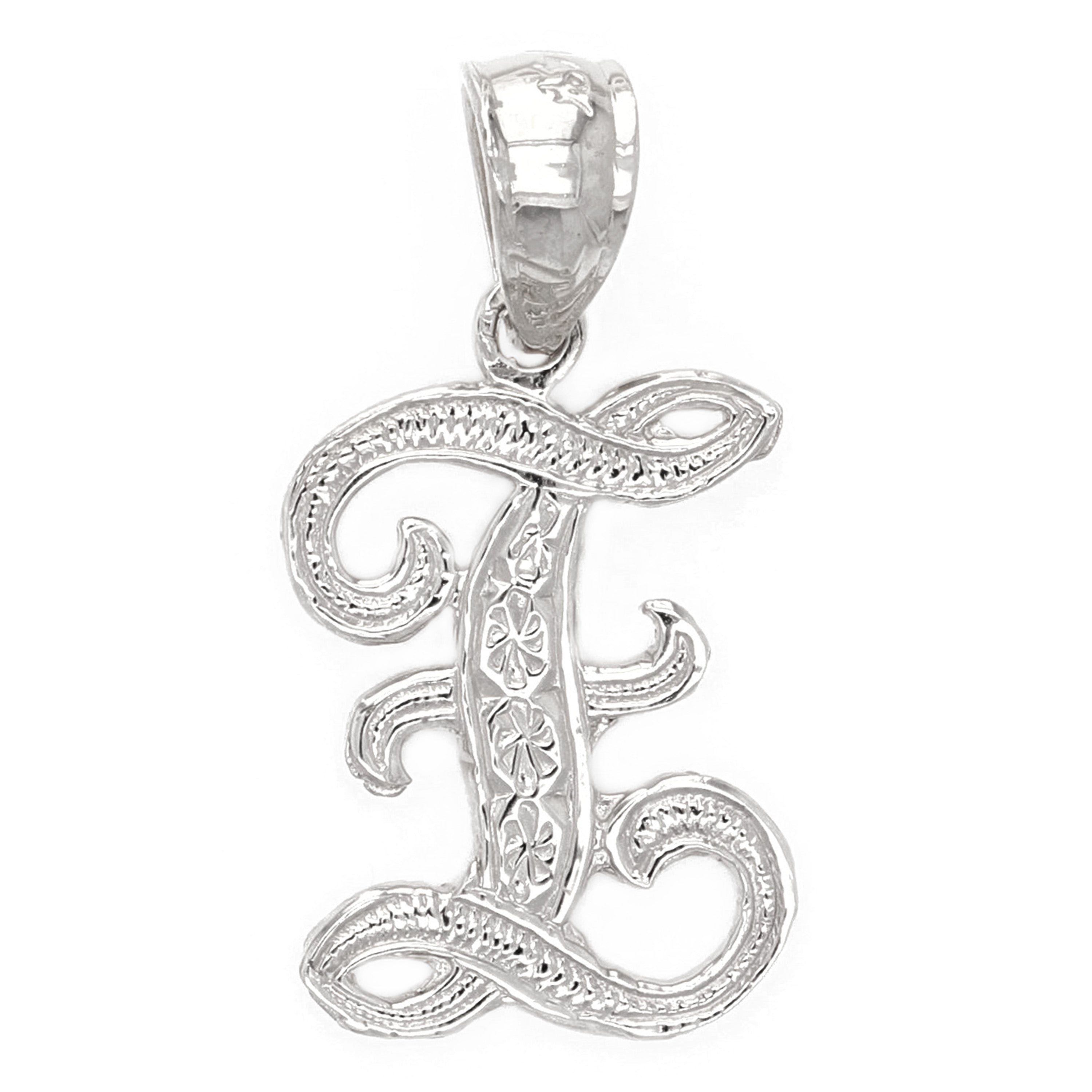 14k White Gold Initial Letter Z Alphabet Charm Pendant - Letter Z,White