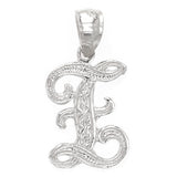 14k White Gold Initial Letter Z Alphabet Charm Pendant - Letter Z,White