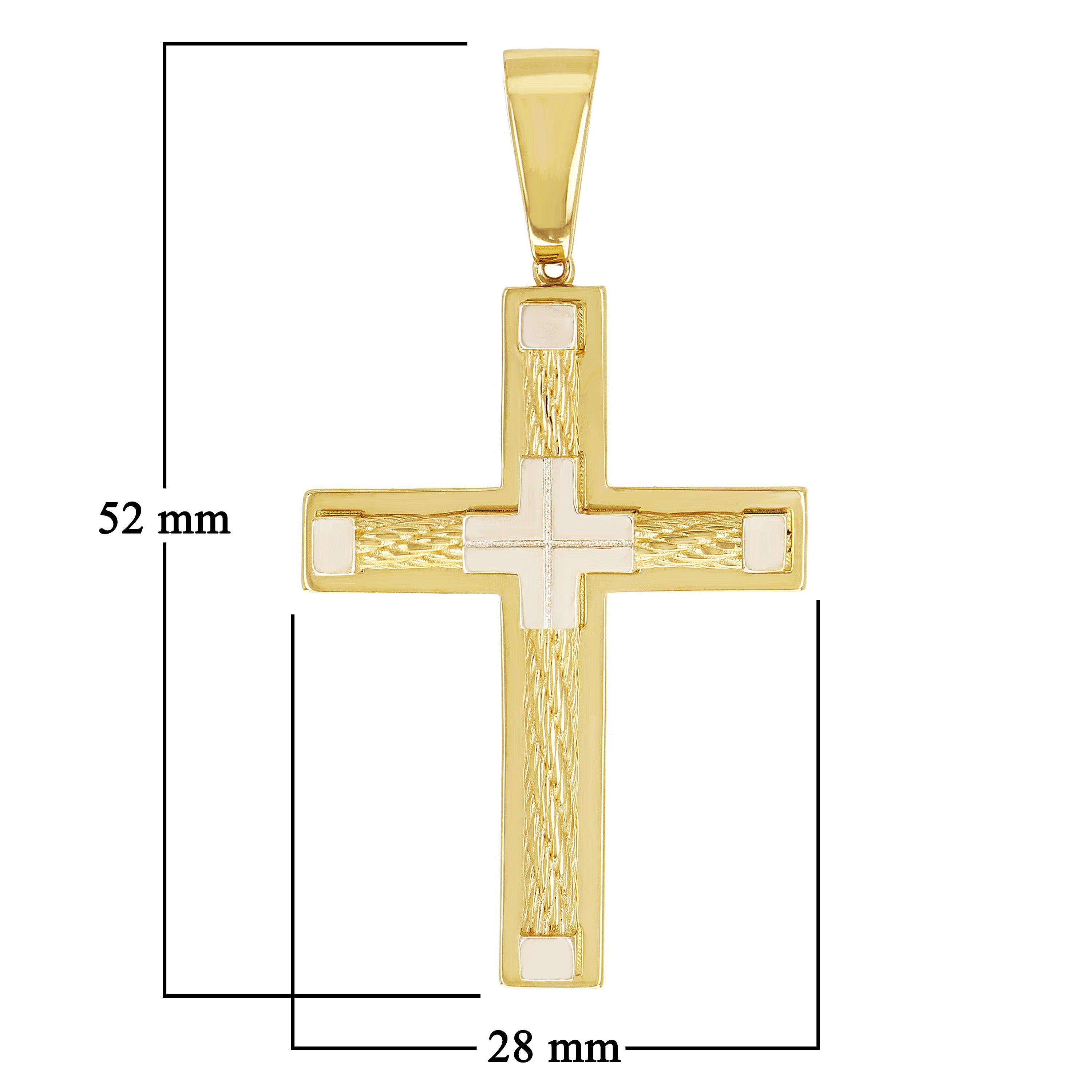 Italian 14k Two Tone Gold 3D Crucifix Cross Charm Pendant 2" 5.7 grams