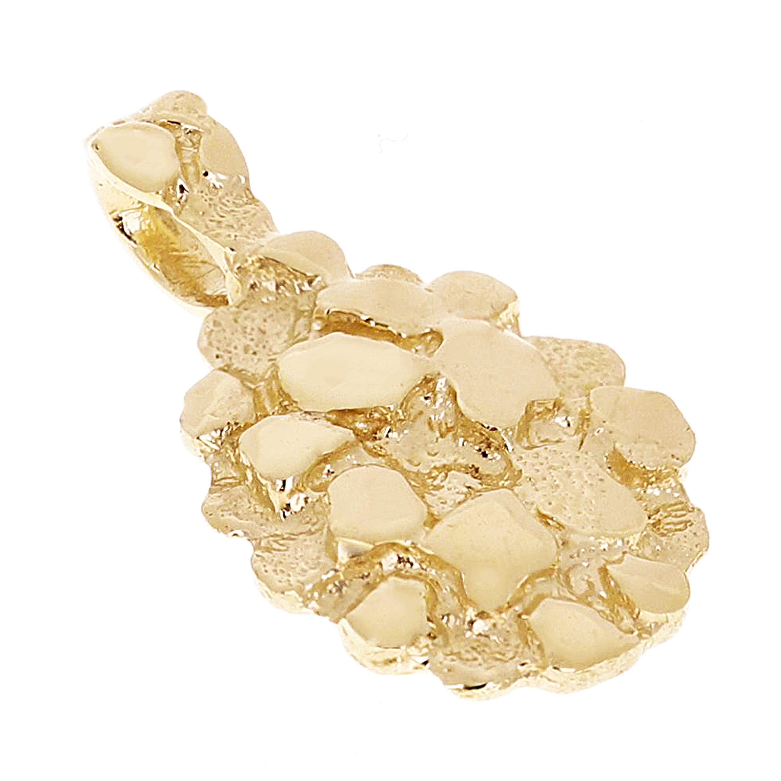14k Yellow Gold Solid Oval Nugget Charm Pendant 1" 4.5 grams