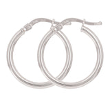 Italian 14k White Gold High Polished Plain Hollow Hoop Earrings 21x2mm 1.3 grams - White,Size 0.8" 1.3 grams