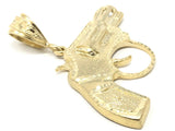 10k Yellow Gold Big Diamond Cut Revolver Pistol Gun Pendant 3" 40.5 grams