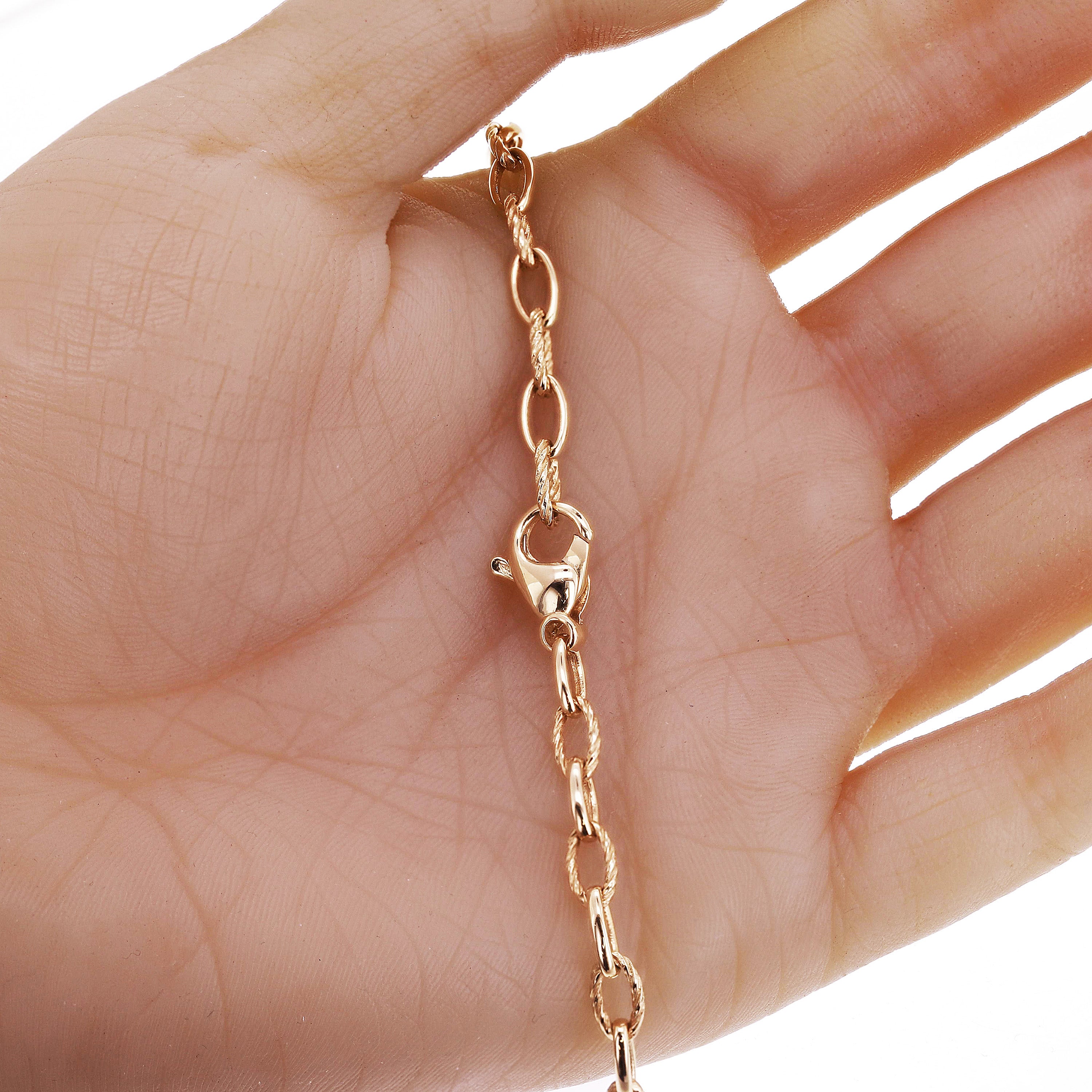 10k Yellow Gold Solid Oval Plain & Rope Link Chain Bracelet 7" 4.7mm 6 grams - 7" 6 grams