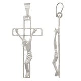 14k White Gold Jesus Christ Crucifix Cross Religious Charm Pendant 2" 3.6 grams - White