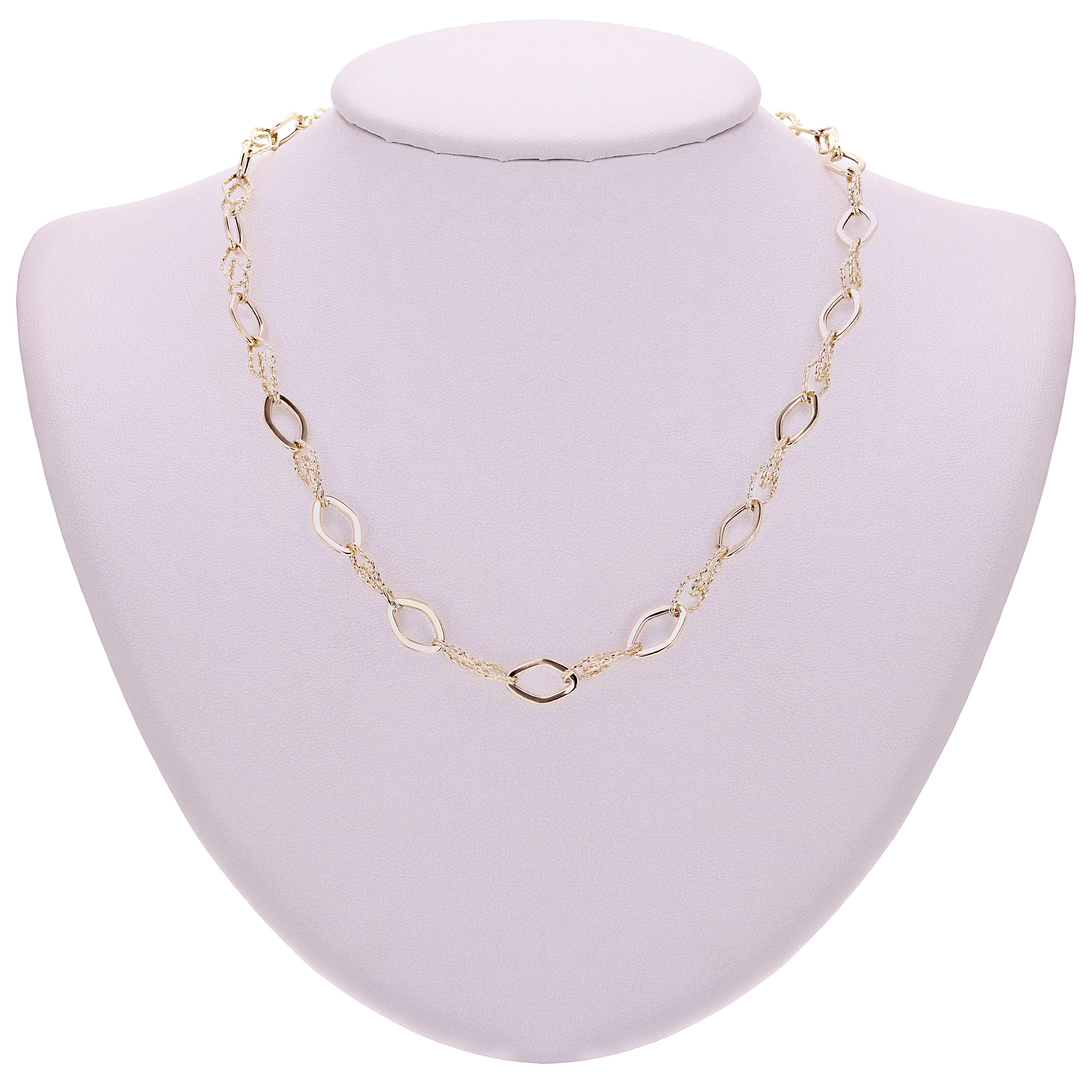 Italian 14k Yellow Gold Diamond Shape Link Chain Necklace 18" 7.8mm 10.2 grams - 18" 10.2 grams