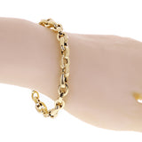 Italian 14k Yellow Gold Hollow Oval & Rectangle Link Bracelet 8" 7.2mm 6.2 grams