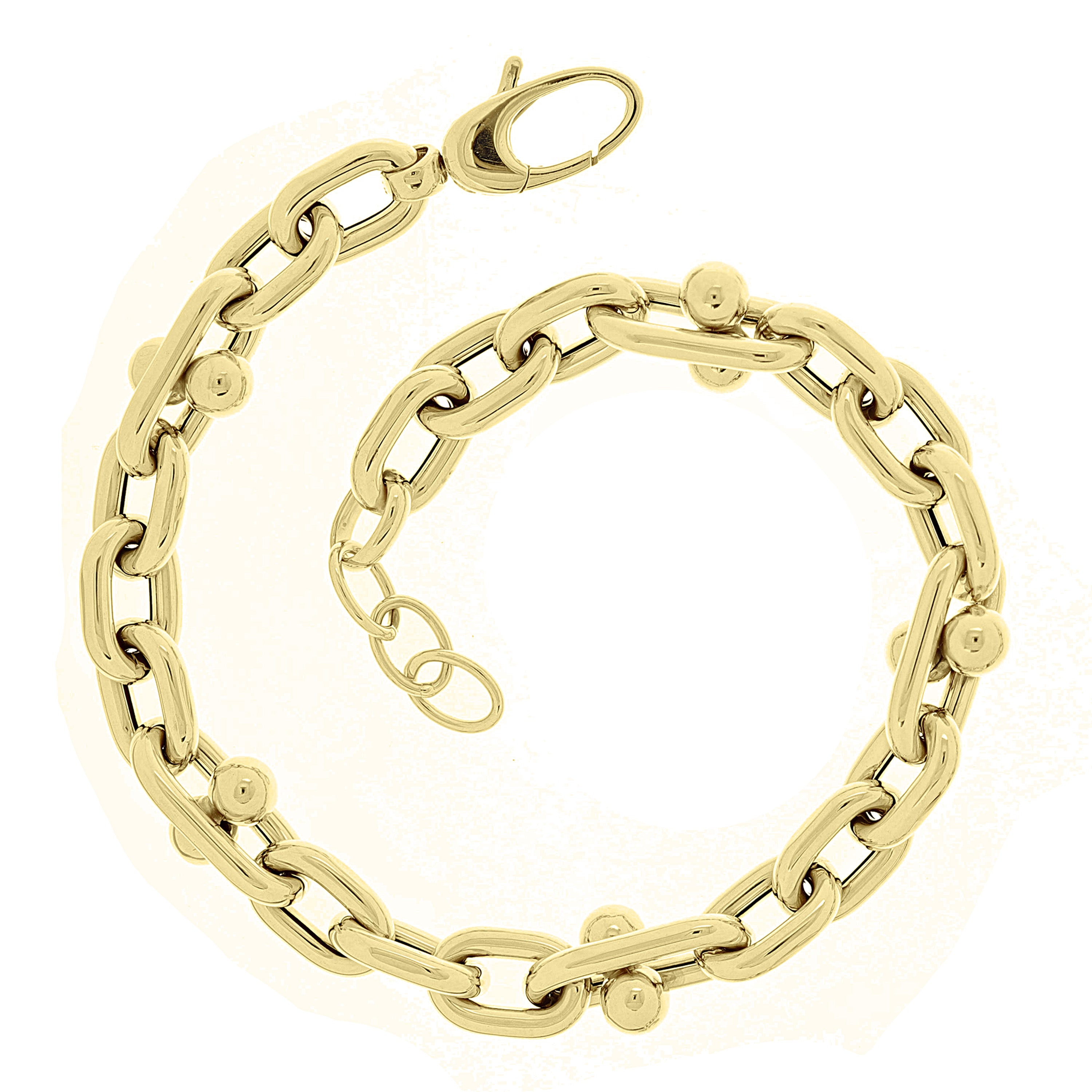 Italian 14k Yellow Gold Hollow Oval Move Link Bracelet 9" 8mm 11.7 grams