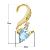 14k Yellow Gold Blue Topaz & Diamond Accent Swirl Invisible Pendant