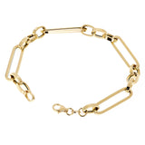 Italian 14k Yellow Gold Hollow Paper Clip Link  Bracelet 7.5" 6.7mm 3.3 grams