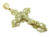 10k Yellow Gold Religious INRI Jesus Christ 3D Big Cross Pendant 5.25"- 45 grams