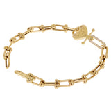 Italian 14k Yellow Gold LOVE Heart & U Shape Hardwear Link Bracelet 7.5" - 7.5" 8.7 grams