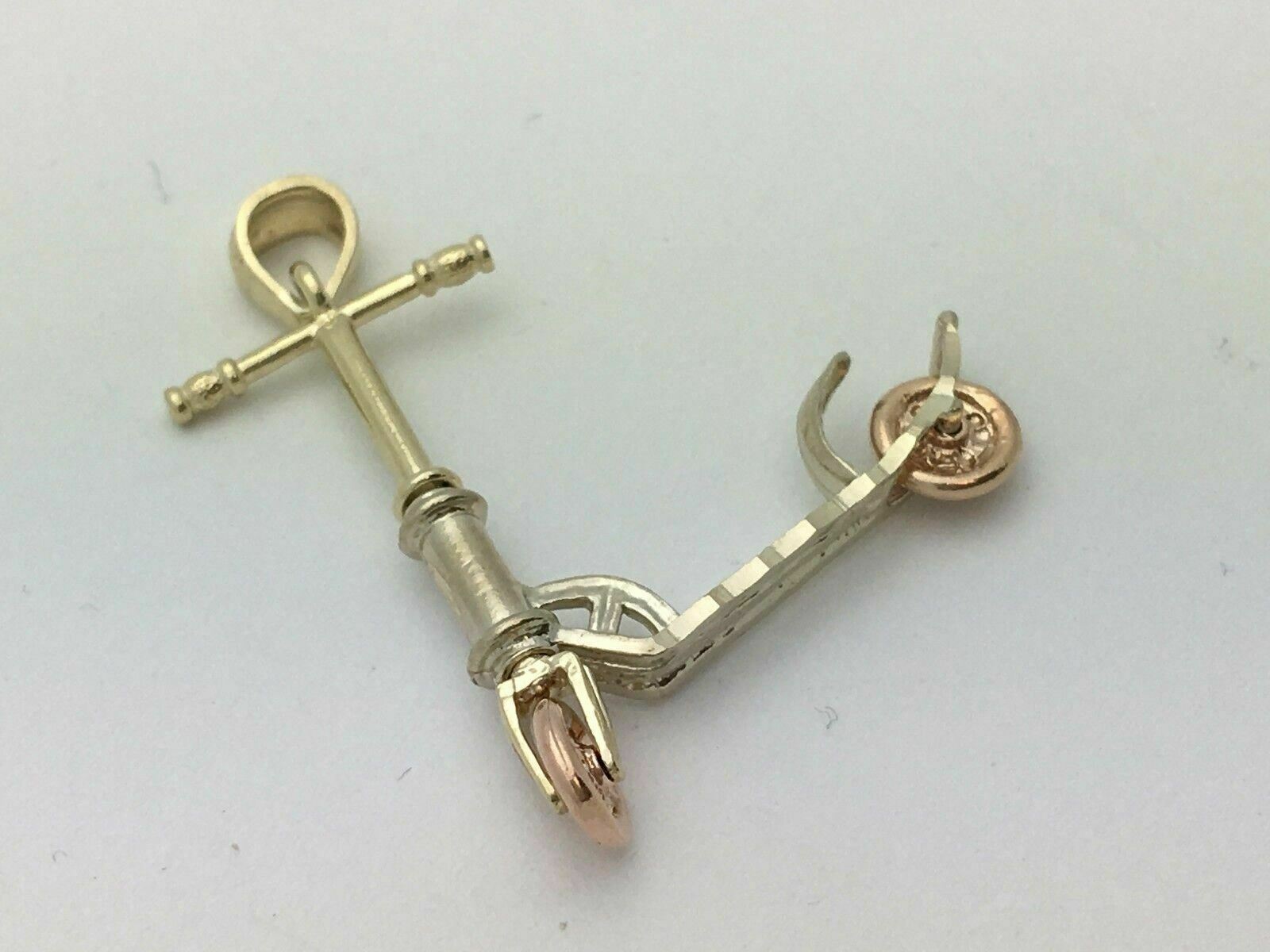 14k Two Tone Rose & Yellow Gold Kick Scooter Charm Pendant 2.3 grams