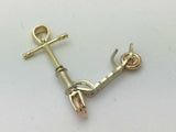 14k Two Tone Rose & Yellow Gold Kick Scooter Charm Pendant 2.3 grams