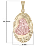 14k Two Tone Gold Mother Mary Jesus Medal Charm Pendant 5.1 gr.