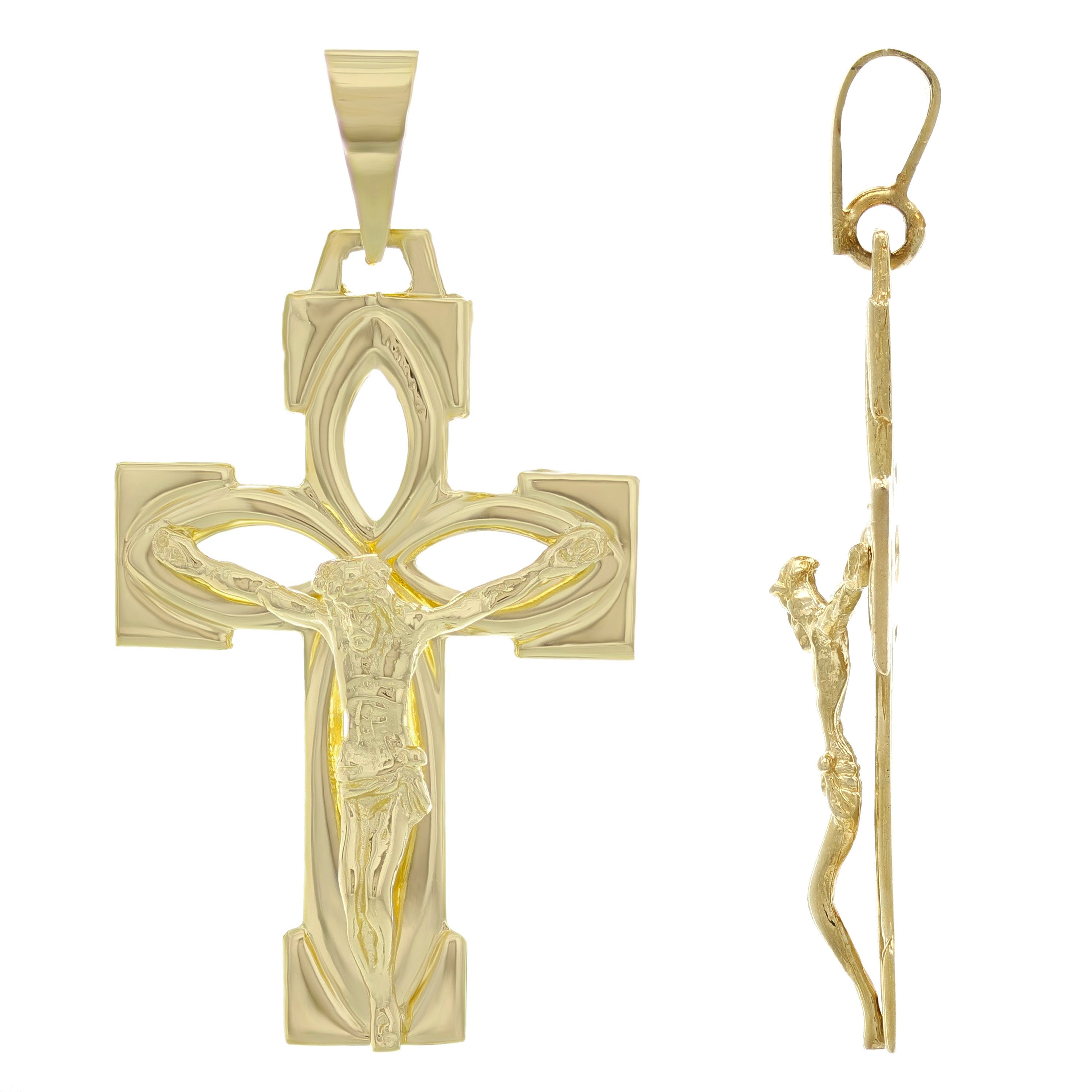 14k Yellow Gold Jesus Crucifix Cross Religious Charm Pendant 5.2 grams - Yellow