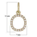 14k Yellow Gold Diamond Initial Letter O Charm Pendant - Letter O,Yellow